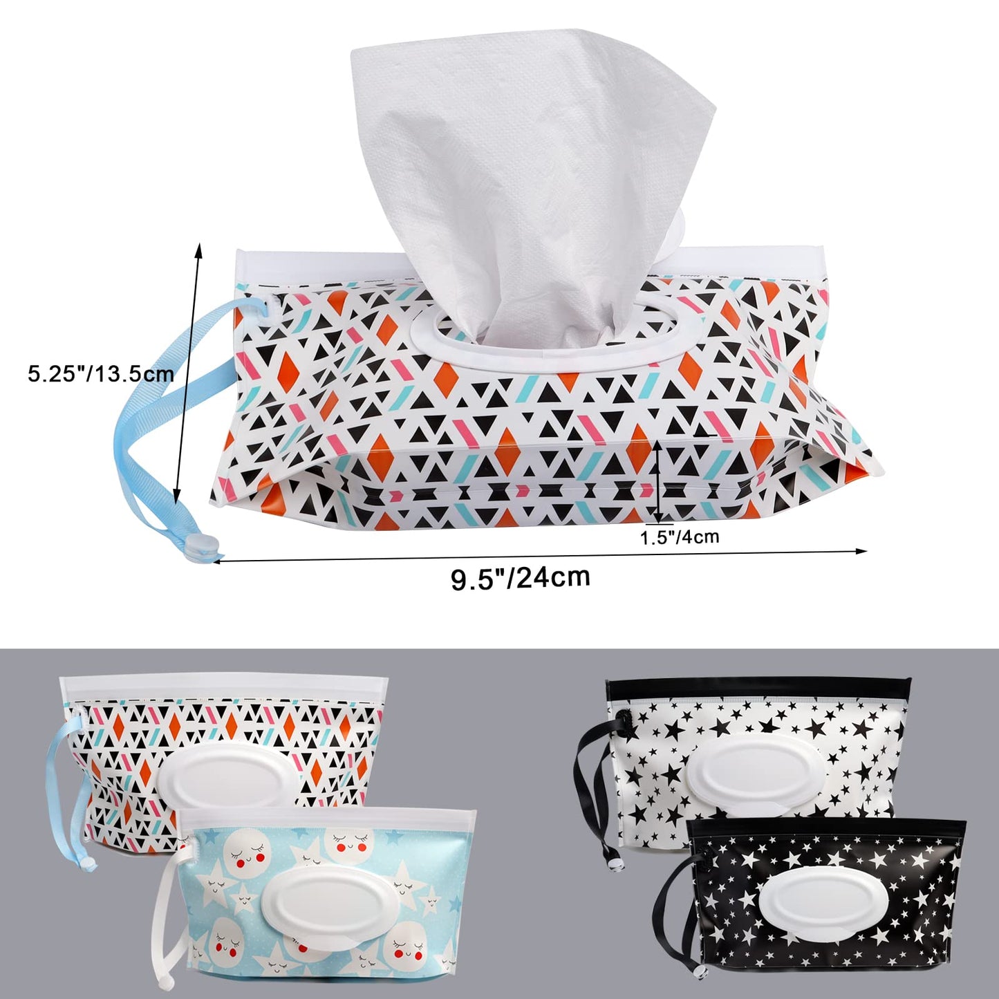 Dommare 4 Pack Baby Wipes Dispenser, Portable Travel Wet Wipes Pouch On The Go-Reusable Wipe Holder-Refillable Lightweight Water