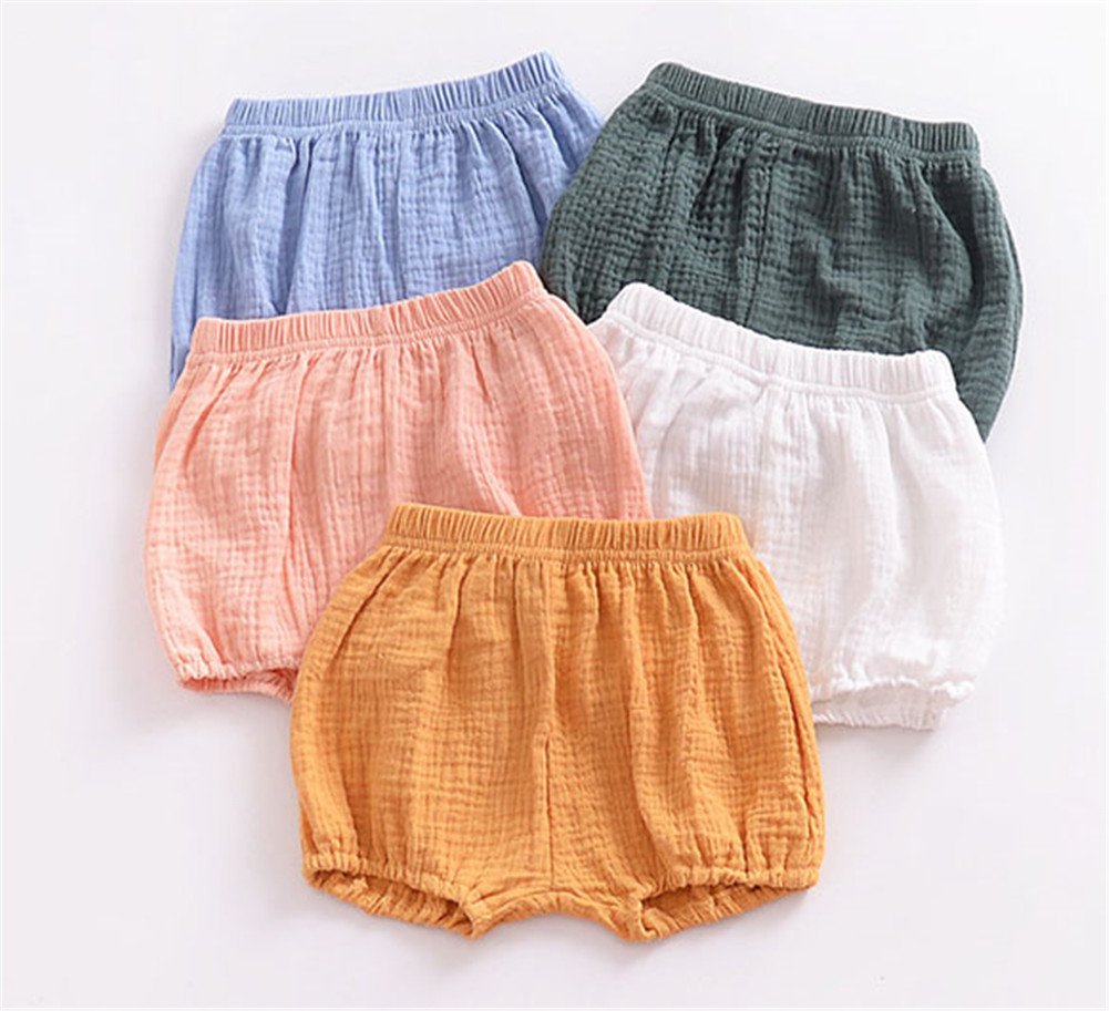 Looly Baby Bloomers Unisex Baby Girls Boys Cotton Linen Blend Shorts (100, White)
