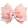 Glitter Birthday Hair Bow for Baby Girls 1 2 3 4 5 6 Years Peach Party Decoration Hair Accessories for Six 6th Birthday