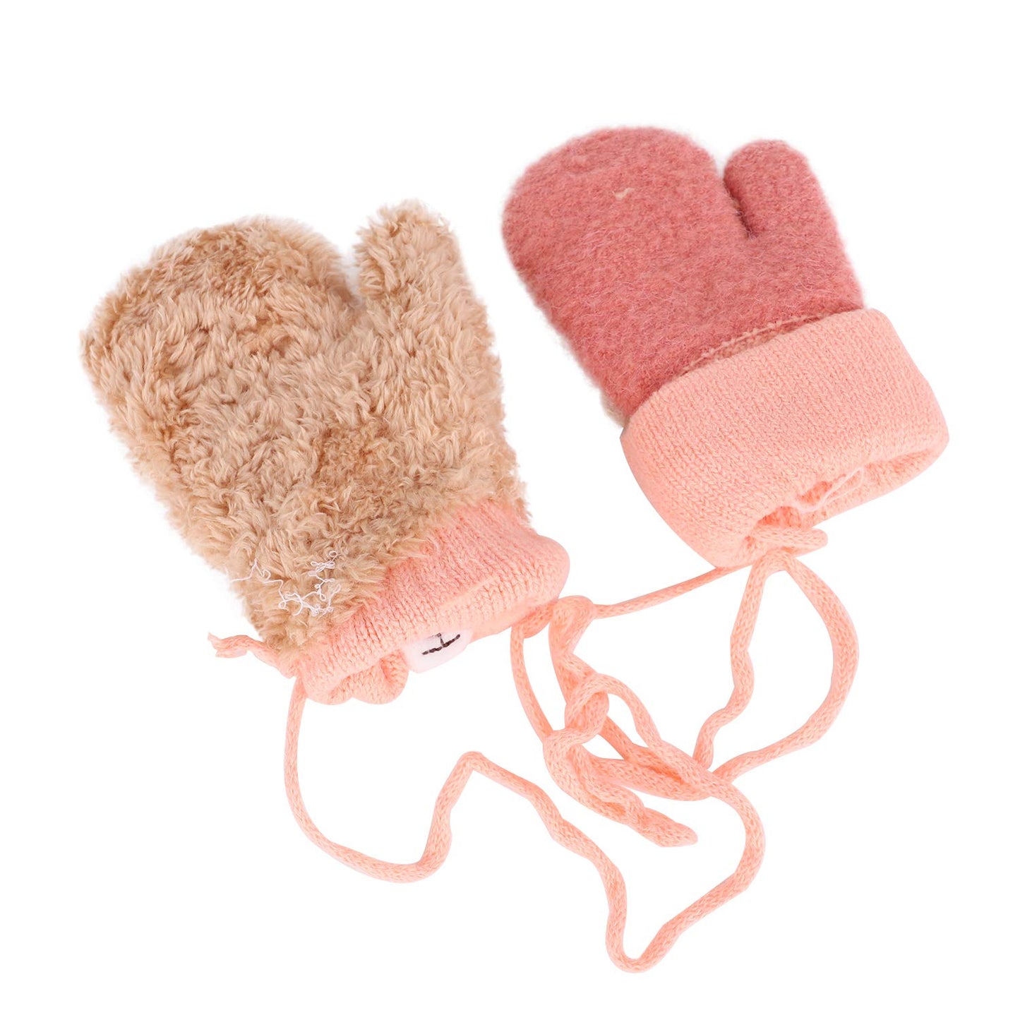 Baby Mittens Warm Mitts Infant Full Finger Gloves Magic Snow Mittens On String