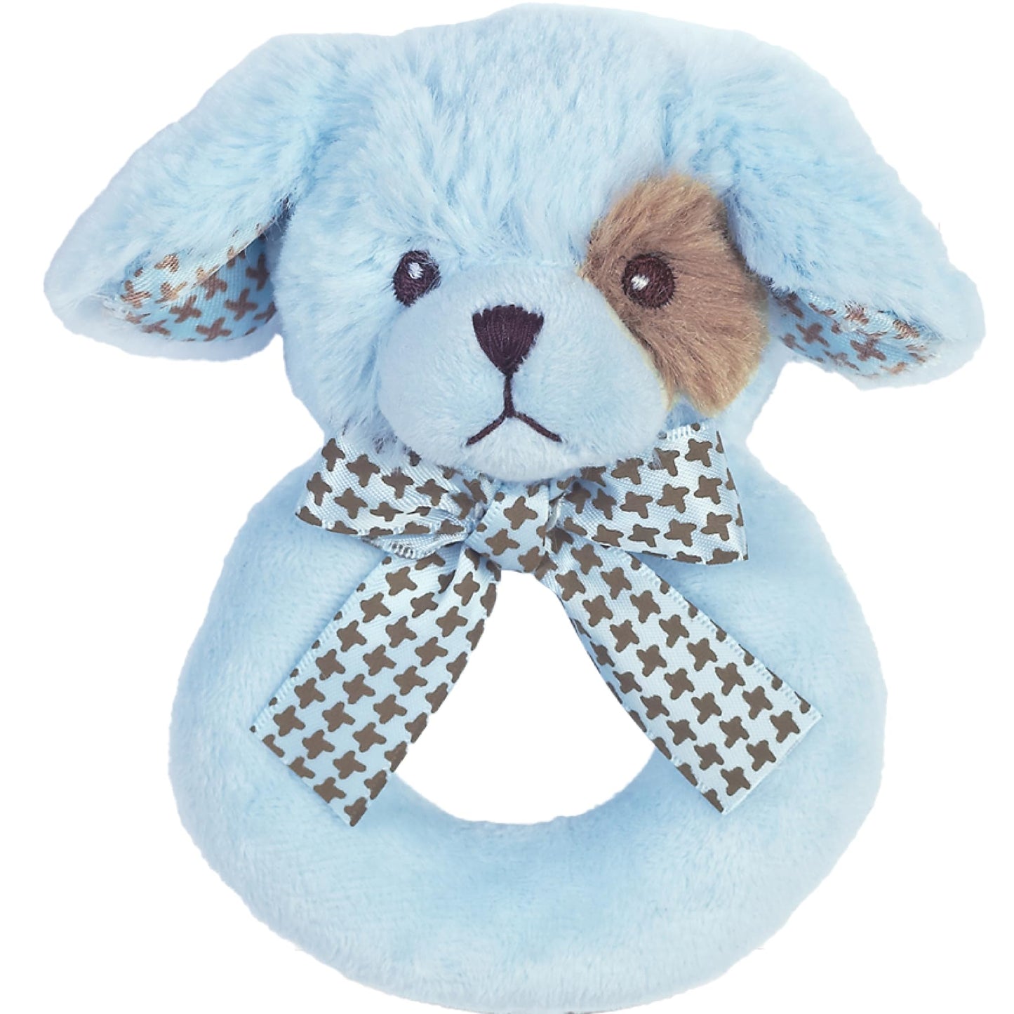 Bearington Baby Lil Waggles, 5.5 Inch Blue Puppy Dog Plush Stuffed Animal, Soft Baby Boy Rattle