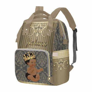 M Yescustom Personalized Baby Diaper Bag, Vintage Custom Golden Crown Prince Diaper Bag With Name, Waterproof Diaper Bag Backpac