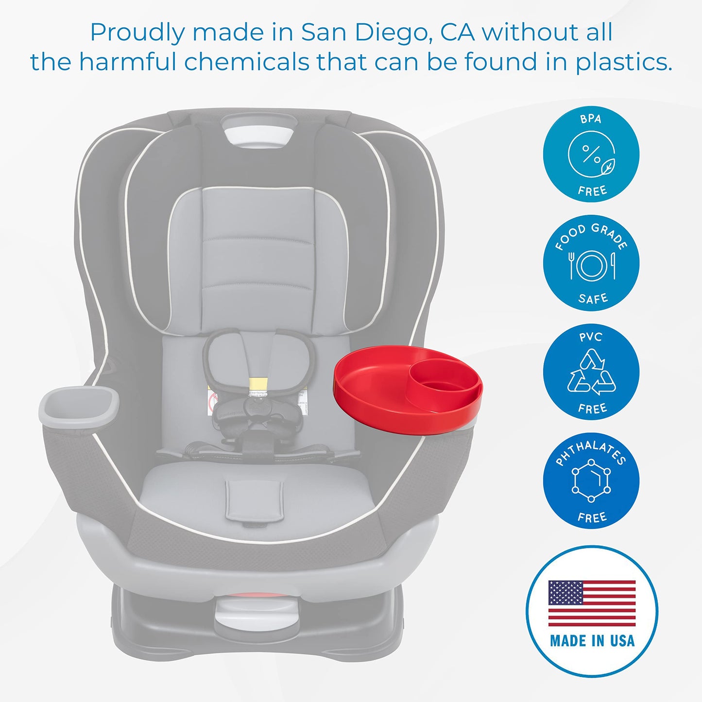 My Travel Tray Round, Usa Made. Easily Convert Your Existing Cup Holder To A Tray And Cup Holder For Use In A Car Seat, Booster,