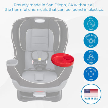 My Travel Tray Round, Usa Made. Easily Convert Your Existing Cup Holder To A Tray And Cup Holder For Use In A Car Seat, Booster,