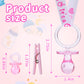 Zyflsq 144 Pieces Baby Shower Decorations Sets, 48 Baby Shower Pacifiers Necklace, 48 Mini Acrylic Pacifiers Charm And 48 Clothe