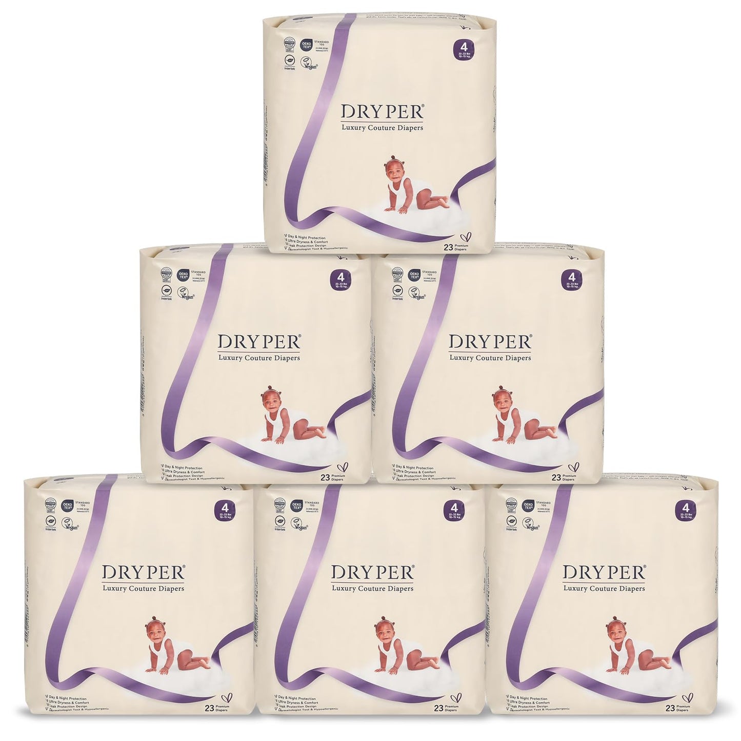 Baby Diapers, DRYPER Disposable Diaper, Size 4 Diapers (22-33 lbs), 3D Leak Guards & Wetness Indicator, Ultra-Soft & Thin, Fast 