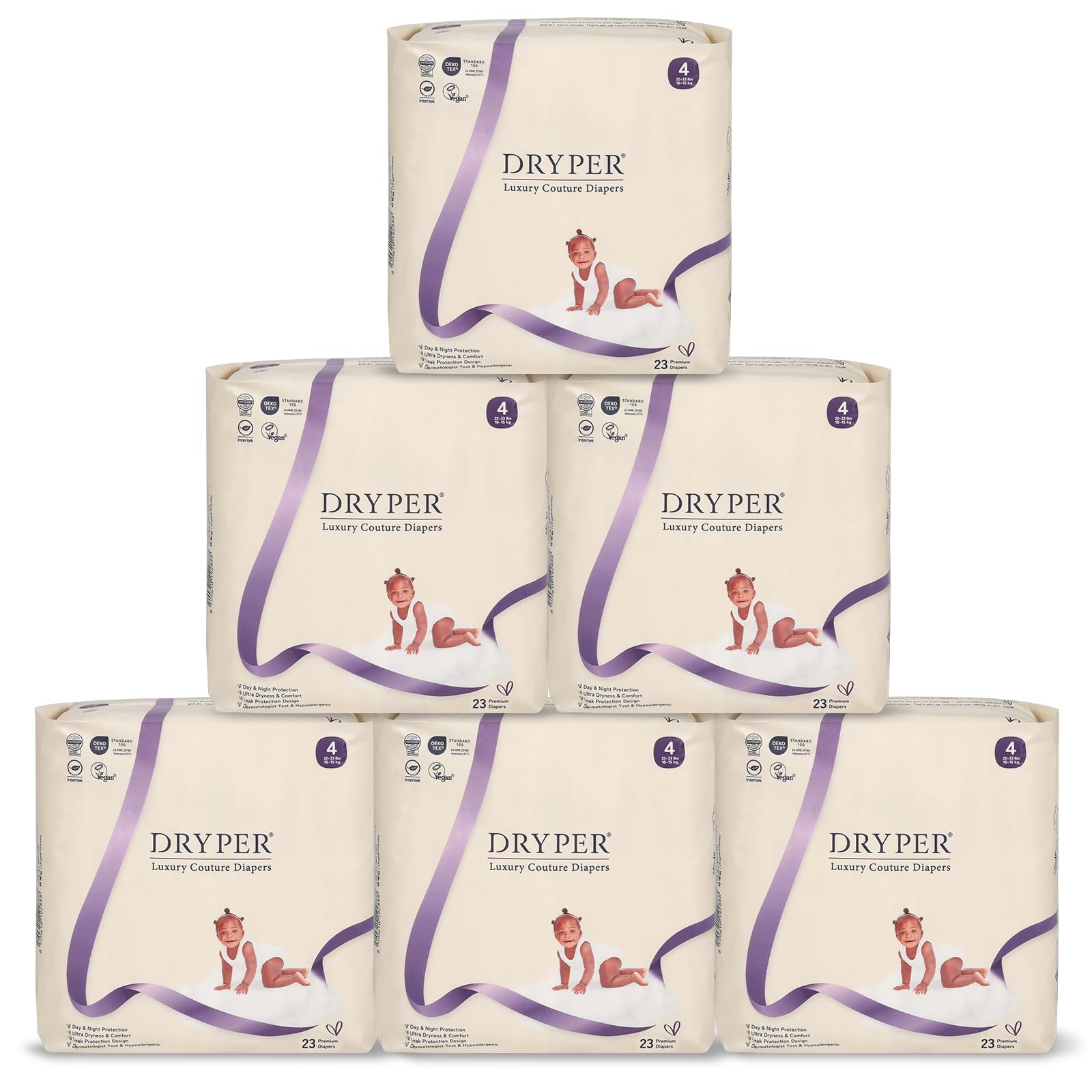 Baby Diapers, DRYPER Disposable Diaper, Size 4 Diapers (22-33 lbs), 3D Leak Guards & Wetness Indicator, Ultra-Soft & Thin, Fast 