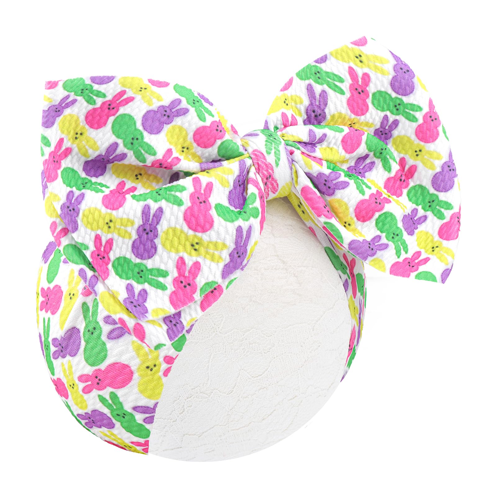 Lanmerry Easter Bows For Girls Headband Bunny Rabbit Toddler Bows Headband 0-6 Months Easter Hair Accessories Infant Big Bows