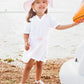 Rufflebutts Baby/Toddler Girls White W/Pink Seersucker Terry Hoodie Swimsuit Cover-Up - 18-24M