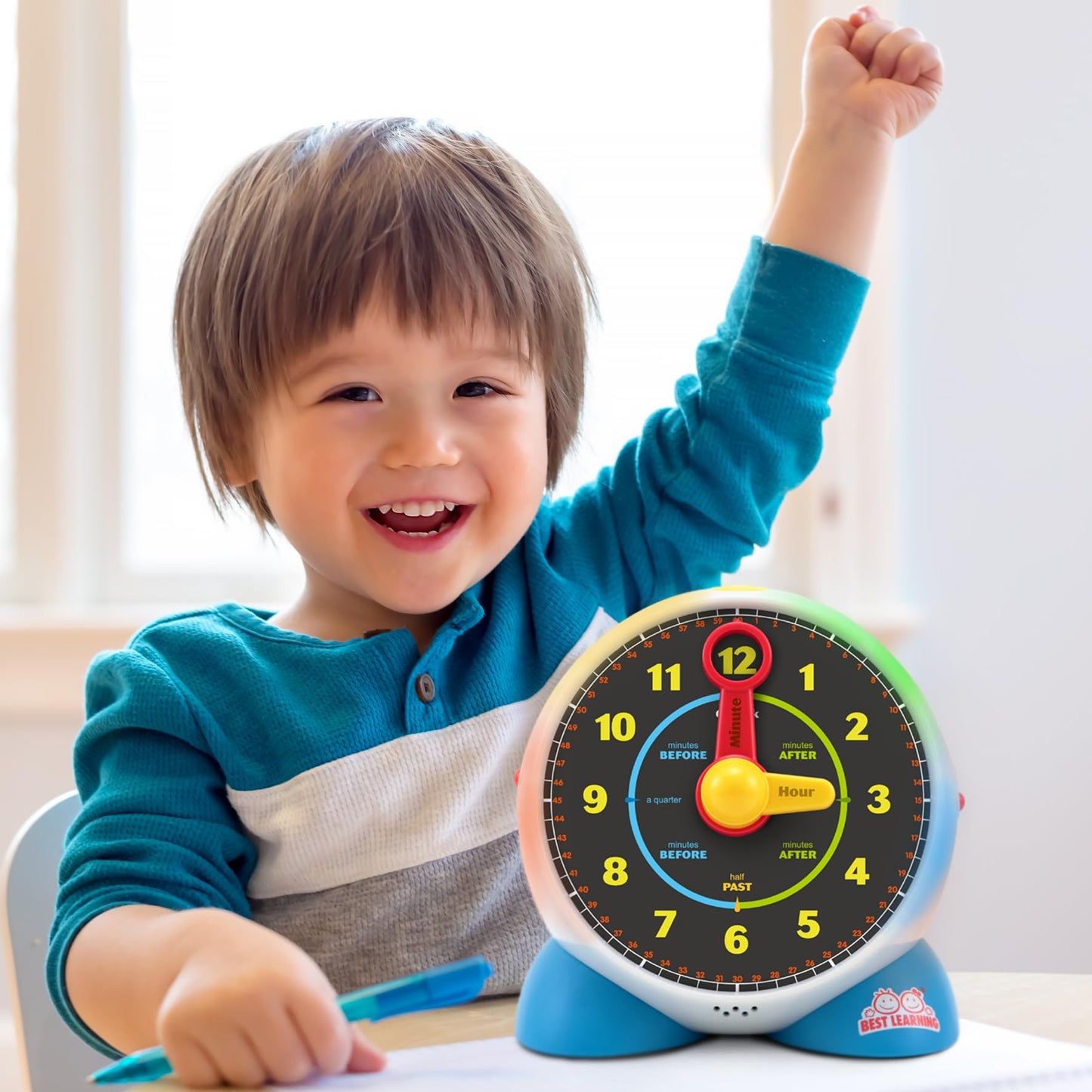 BEST LEARNING Learning Clock - Educational Talking Learn to Tell Time Teaching Light-Up Toy with Quiz and Music Sleep Mode - Tod