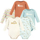 Hudson Baby Unisex Baby Cotton Long-Sleeve Bodysuits, Magical Rainbow 5-Pack, 6-9 Months