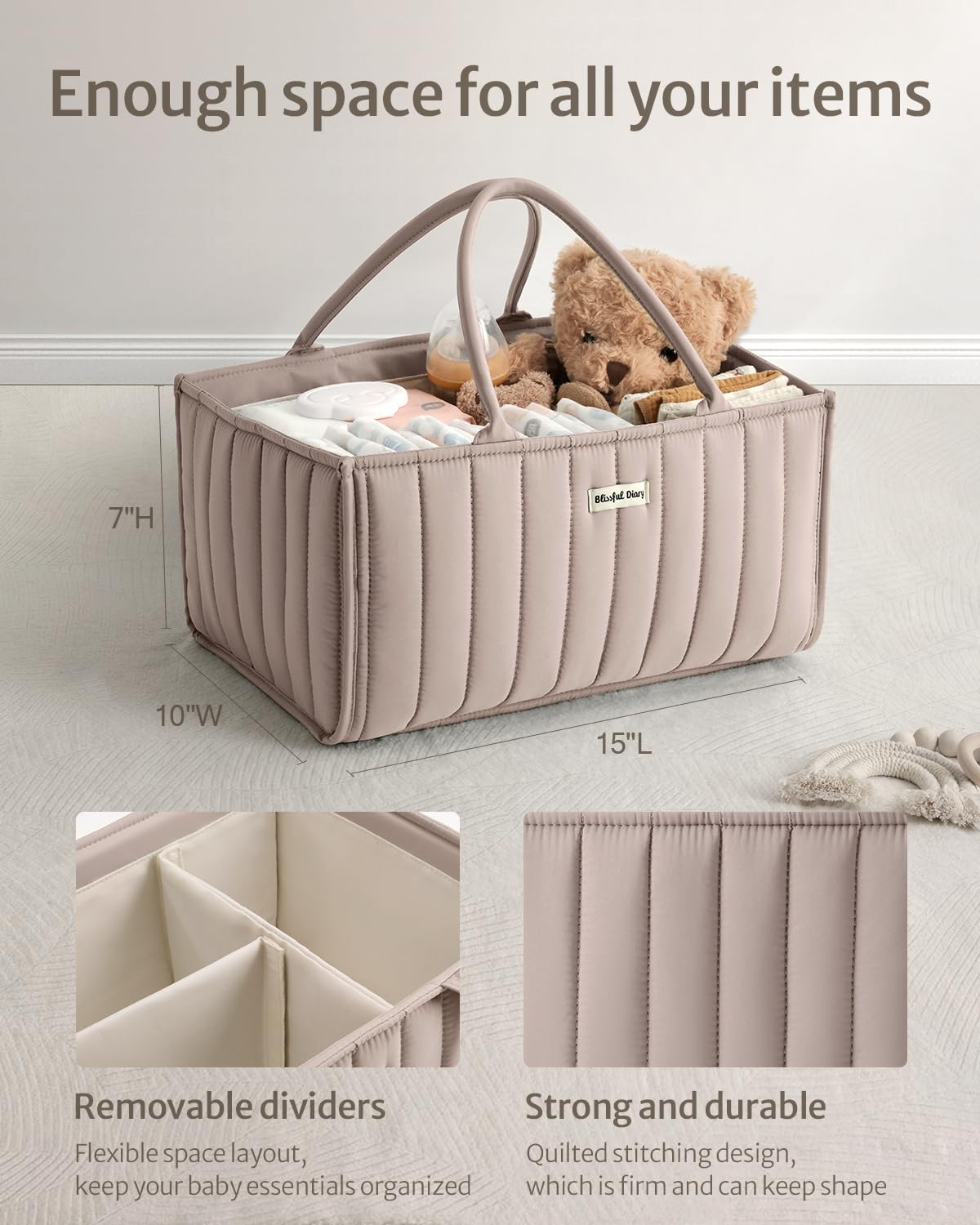 Blissful Diary Baby Diaper Caddy Basket, Baby Shower Caddy For Newborn Boys Or Girls, Baby Diaper Caddy Organizer - Baby Gift Re