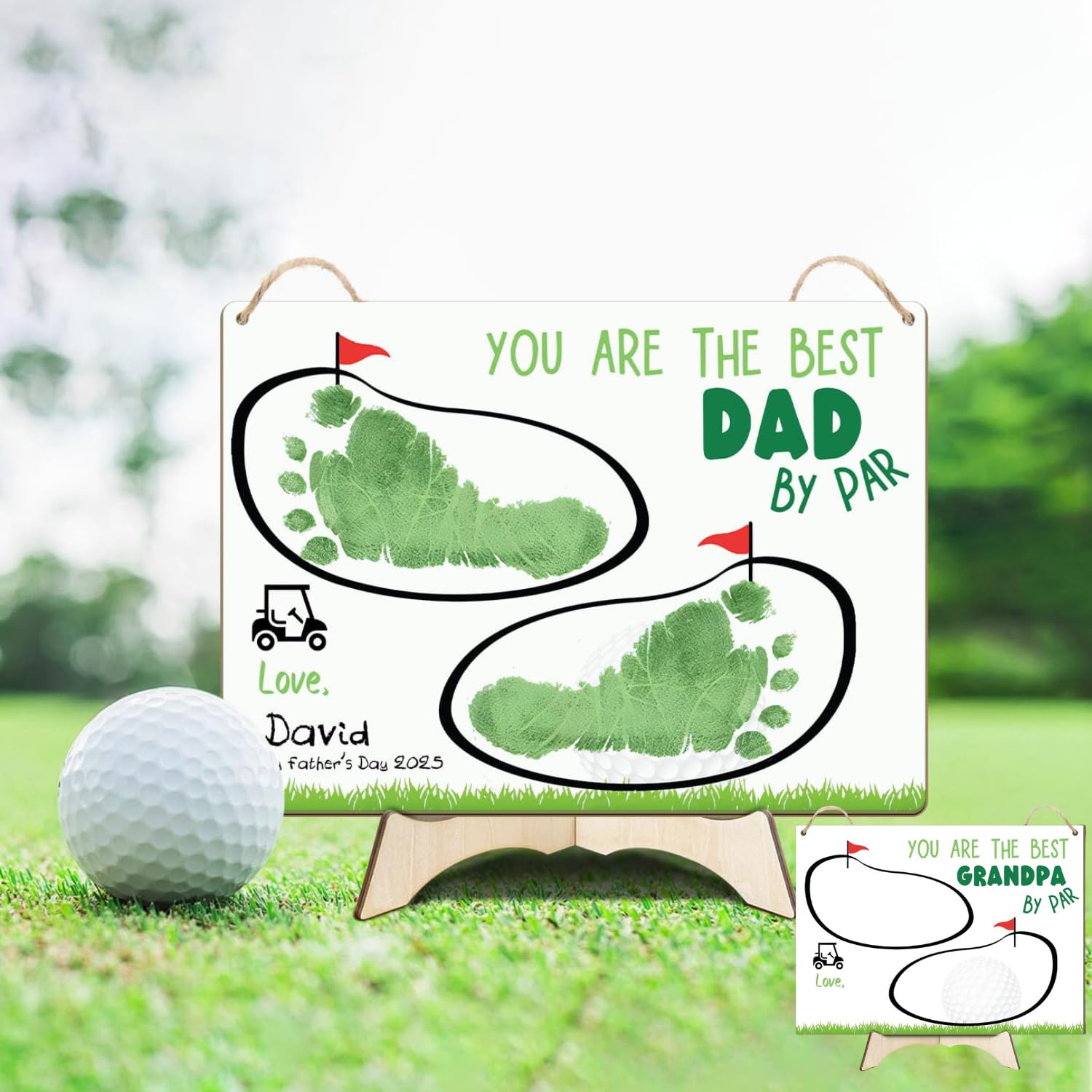 Best Dad By Par Golf Dad Footprint Handprint Craft For Fathers Day Gift, Kids Handprint Art Daddy, Handprint For Fathers Day, DI