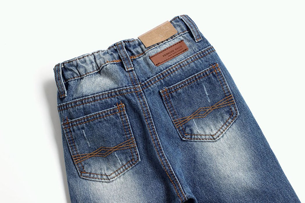 Kidscool Space Baby Girl Boy Jeans,Little Kid Elastic Band Inside Ripped Denim Pants,Light Blue,12-18 Months