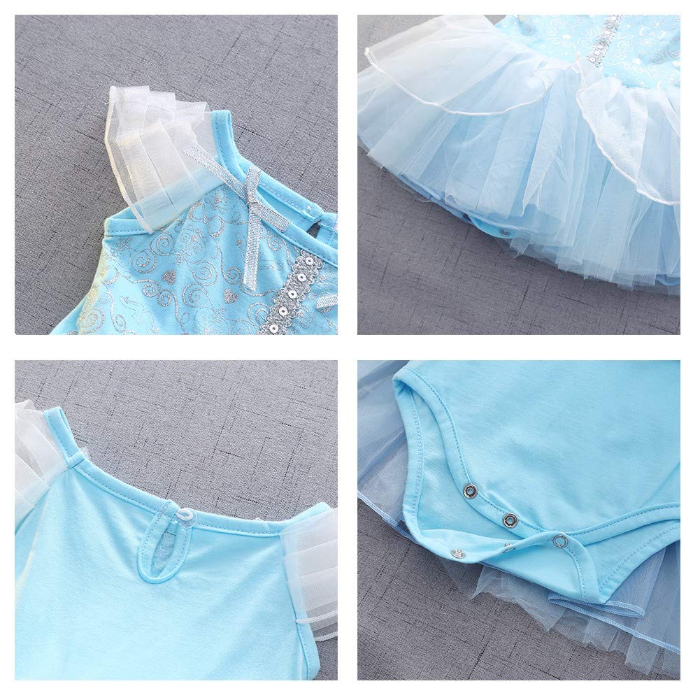 Fmyfwy Baby Girls Elsa Princess Costume Halloween Christmas Birthday Romper Tutu Dress W/Headband Blue 90