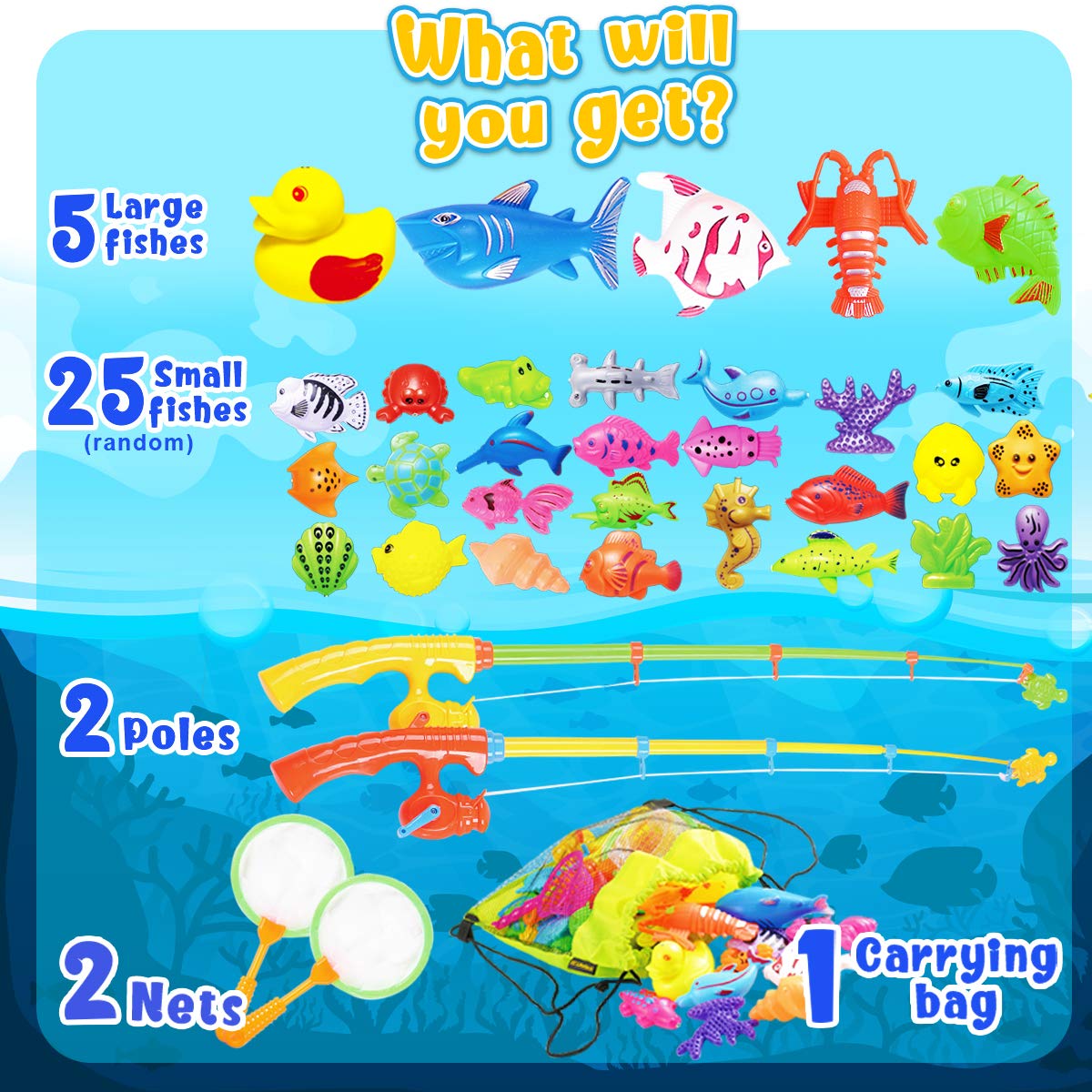 Goody King Magnetic Fishing Game Pool Toys for Kids - Outdoor Indoor Water Table Toys Carnival Party Water Bath Toy for Toddlers