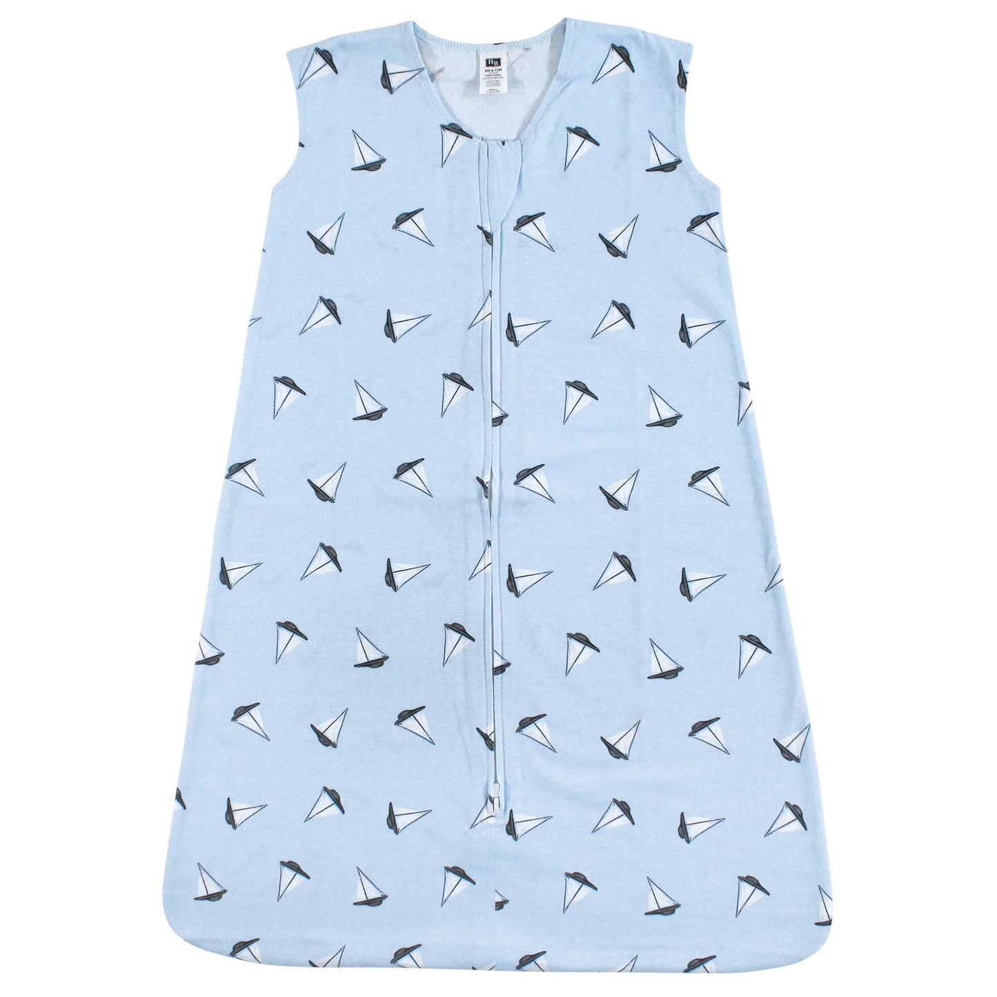 Hudson Baby Unisex Baby Cotton Sleeveless Wearable Sleeping Bag, Sack, Blanket, Sailboats, 6-12 Months