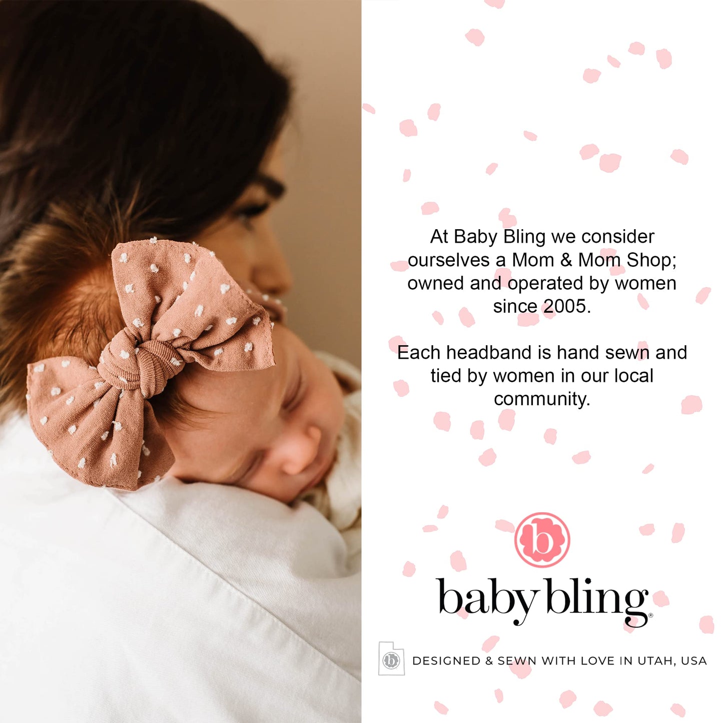 Baby Bling Bows Newborn To Little Girls Hair Bow - Classic Knot Headbands Toddlers Hair Accessories, Made In The Usa, One Size (