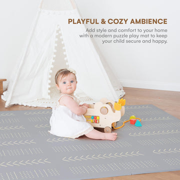 Childlike Behavior Baby Play Mat - 72X48-Inch Tummy Time Mat - 6-Piece Interlocking Foam Floor Tiles For Toddlers - Soft Waterpr