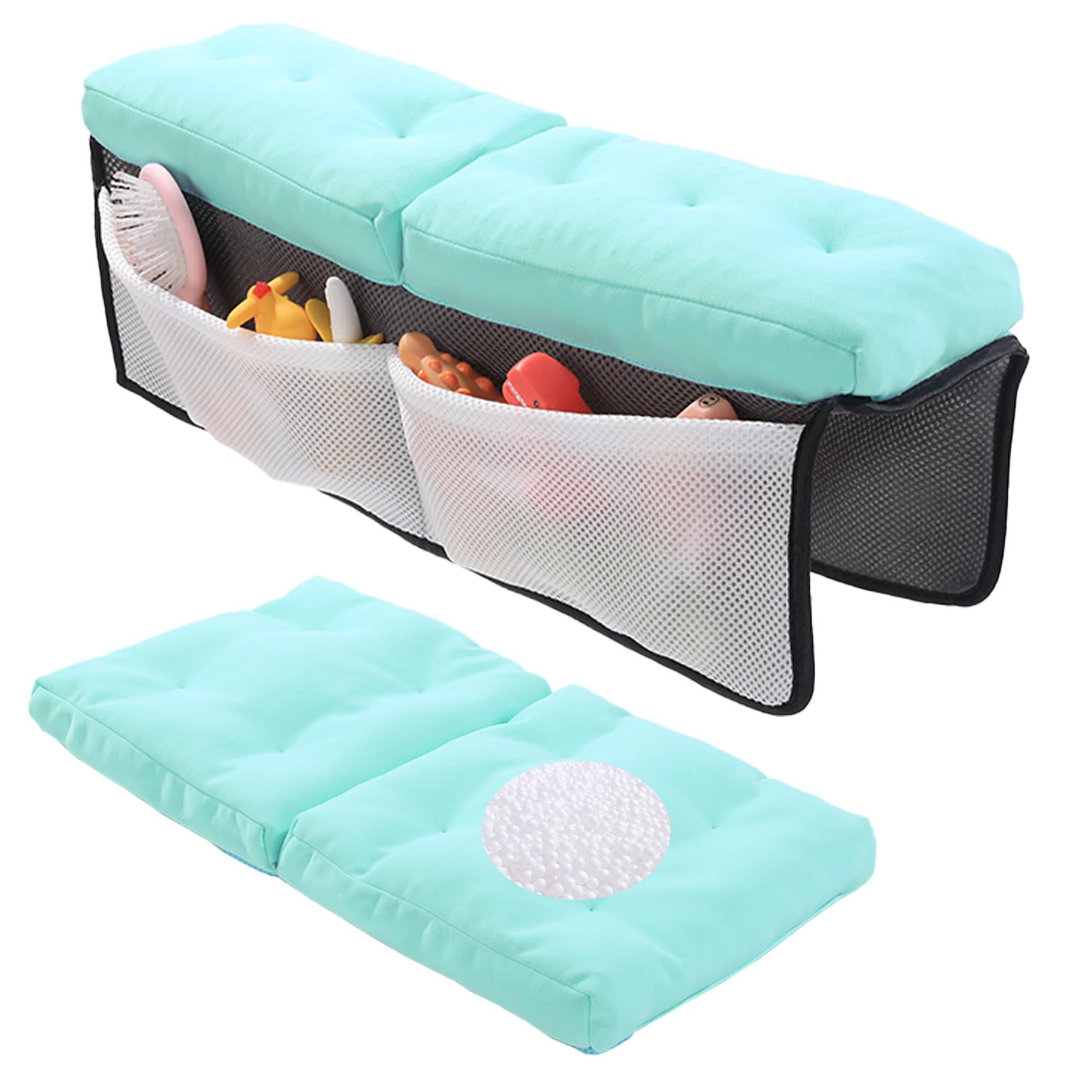 Royalay Baby Bath Kneeler And Elbow Rest Pad Set, Comfortable Toddler Bath Mat Non-Slip For Tub, Quick-Dry With Four Pockets
