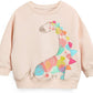 Retsugo Toddler Girls Sweatshirts Crewneck Hoodies Dinosaur Long Sleeve Collage T Shirts Kids Pullover Tops(8104-Giraffe 110)