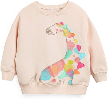 Retsugo Toddler Girls Sweatshirts Crewneck Hoodies Dinosaur Long Sleeve Collage T Shirts Kids Pullover Tops(8104-Giraffe 110)