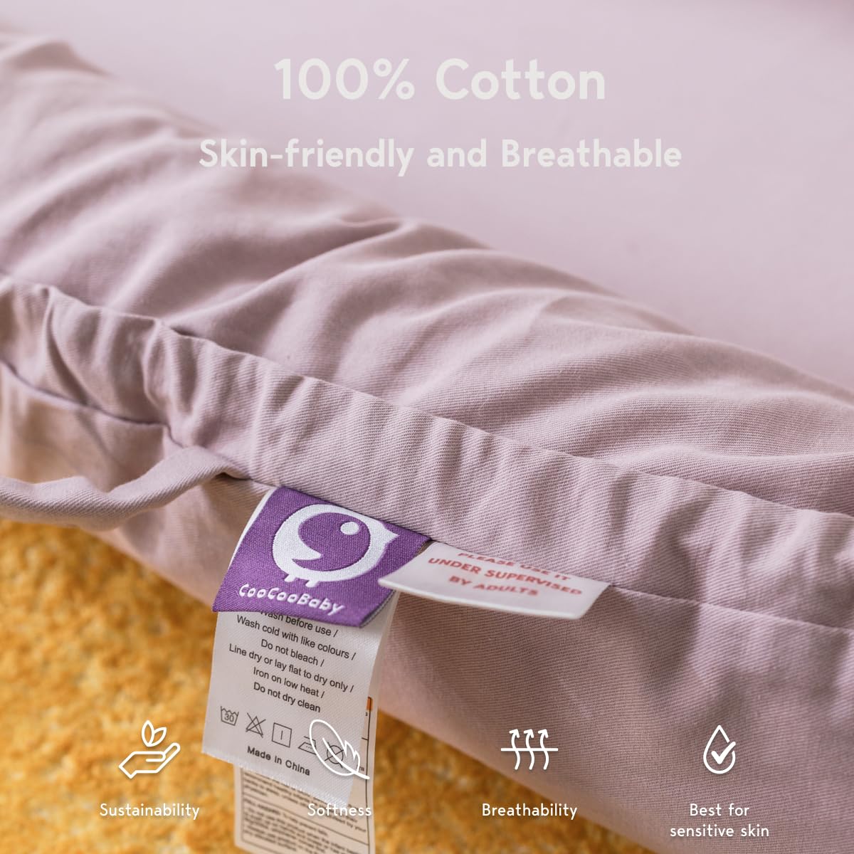 Coocoobaby Infant Lounger, Baby Nest Cover For Baby Girls & Boys, Newborn Essentials For Baby 0-12 Months, 100% Cotton Breathabl