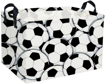 Sanjiaofen Rectangular Soccer Basket,Kids Baskets.Waterproof PE Coating Cute Bin with Handles.Boys Bins,Toys Box,Books Baskets,G