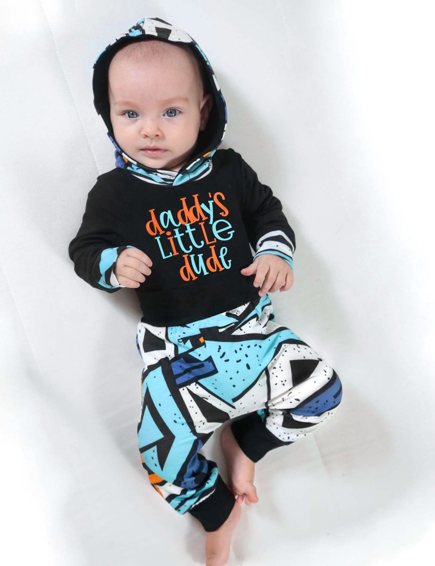 Baby Boy Clothes 9-12 Months Baby Boy Hoodies Romper Daddys Little Dude Outfit 2Pcs Set Baby Boy Stuff Gifts