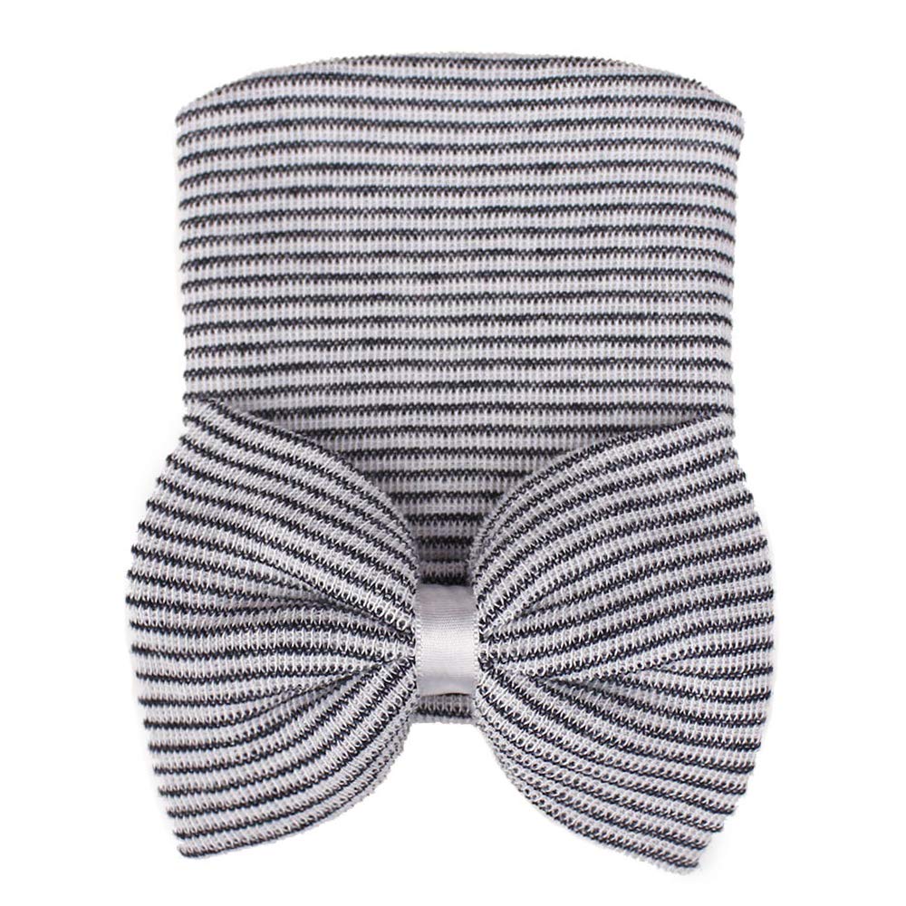 Zando Baby Girls Newborn Hospital Hat Baby Headwraps Cute Big Bows Infant Nursery Caps B Pink Bow & Black White & Blue & Pink On