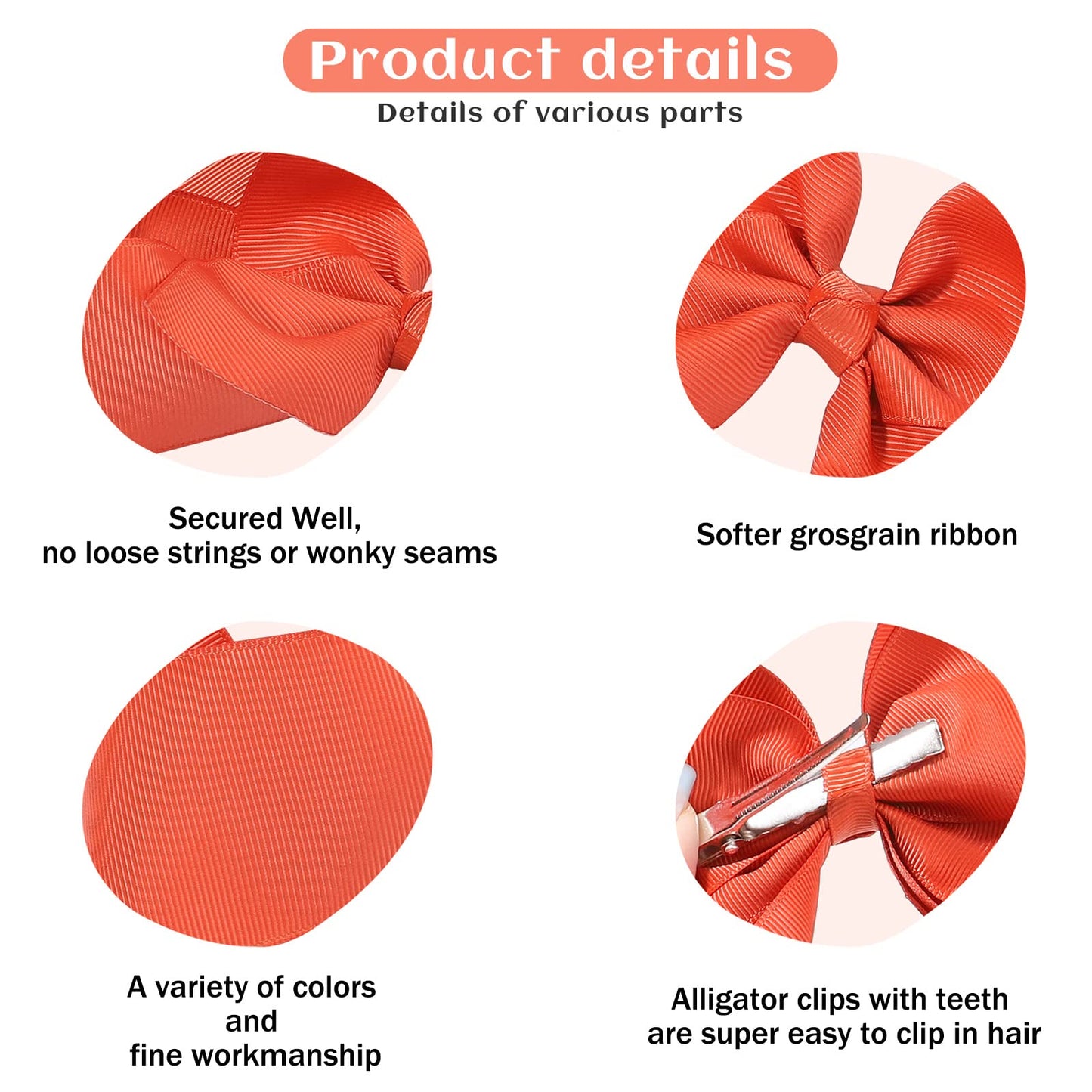 30Pcs Big 6 Inch Hair Bows For Girls Grosgrain Ribbon Toddler Hair Accessories With Alligator Clips For Toddlers Baby Girls Kids