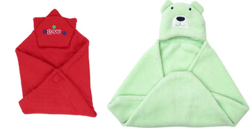 CTMKIDS Baby Wrap with Cap for Kids 74x74 cm  Red & Baby Hooded Cum Wrap Blanket for Kids 92x66 cm  Sea Green