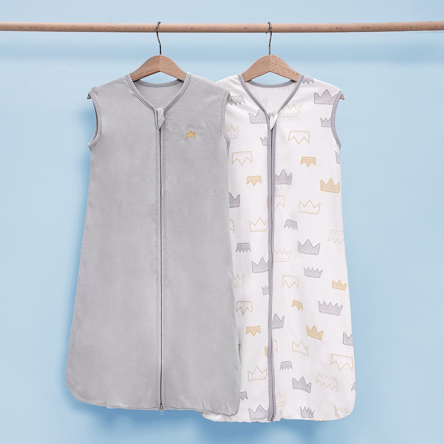 TILLYOU 2 Pack Infant Sleep Sack 0-6 Months 100% Cotton Wearable Blanket 0.5 TOG Sleeveless Summer Sleep Sacks with 2-Way Zipper