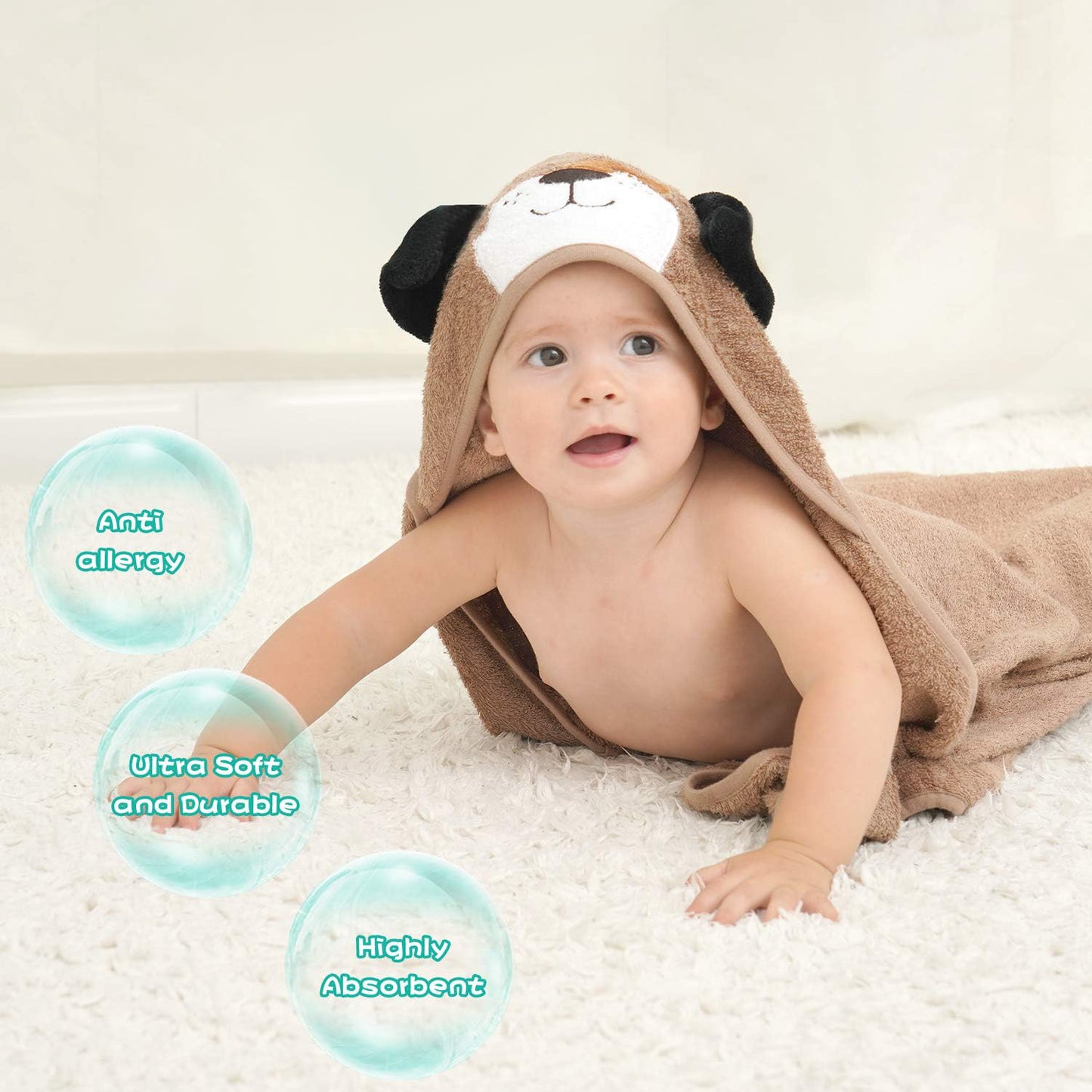 Touchat Bamboo Hooded Baby Towels, Soft And Hypoallergenic Baby Bath Towels With Hood For Toddler Infant Newborn, Large And Abso