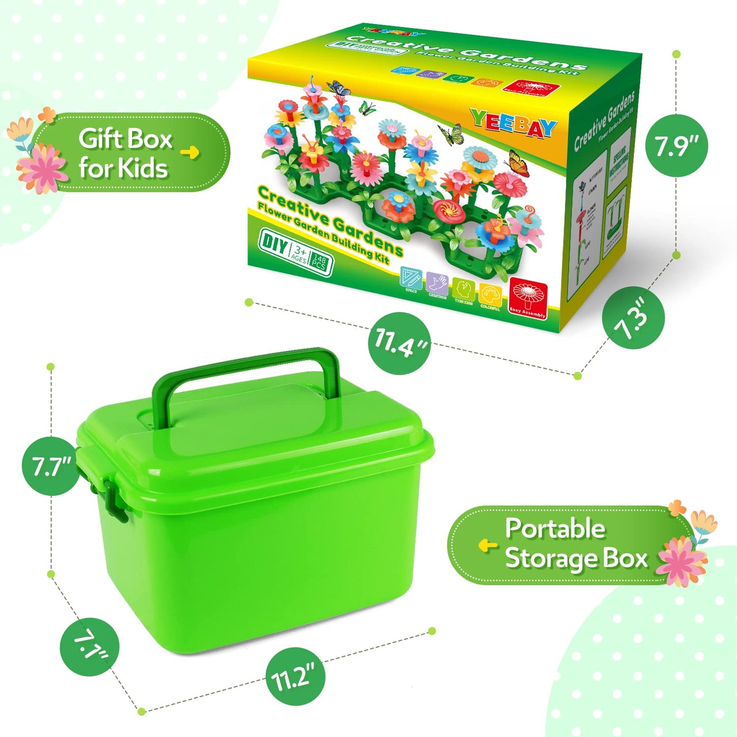 YEEBAY Flower Garden Building Toys for Girls Age 3, 4, 5, 6, 7 Year Old - STEM Gardening Toys for Kids - Stacking Game for Toddl