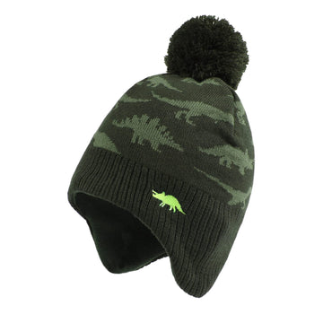 Jangannsa Knitted Baby Hat Scarf Set Winter Warm Boys Girls Beanie Fleece Lining Toddler Kids Hats With Pompom (Olive Green Hat,