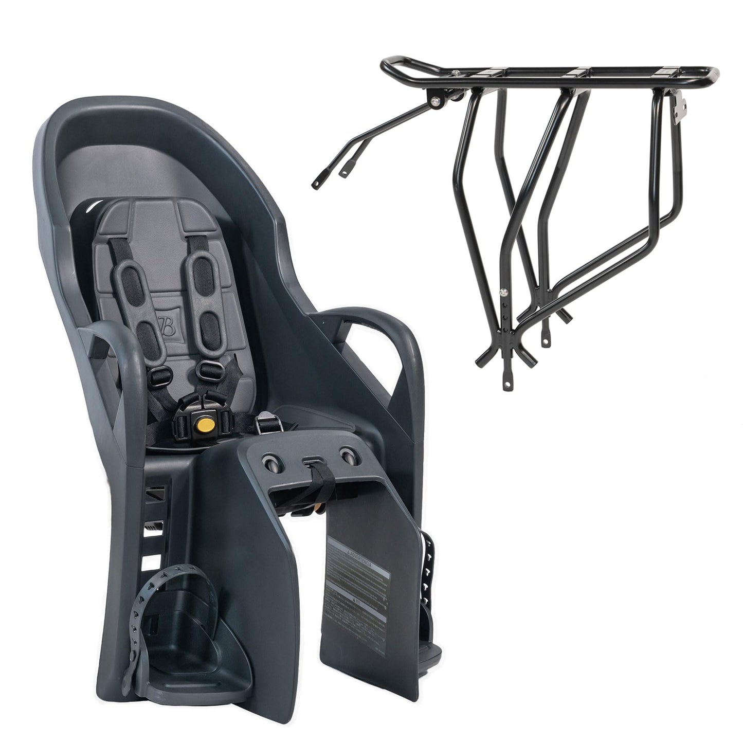 Burley Dash RM | Rack-Mounted Child Bike Seat with Padded Seating, Adjustable Fit & Footrests, Secure 5-Point Harness