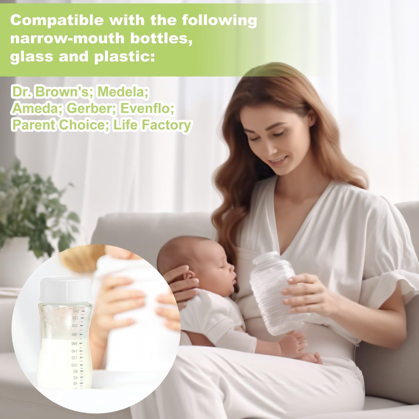 10Pcs Narrow Baby Bottle Caps For Dr Brown & Medela Bottles, Bpa Free Travel And Storage Baby Bottle Lids Replacement With Punch
