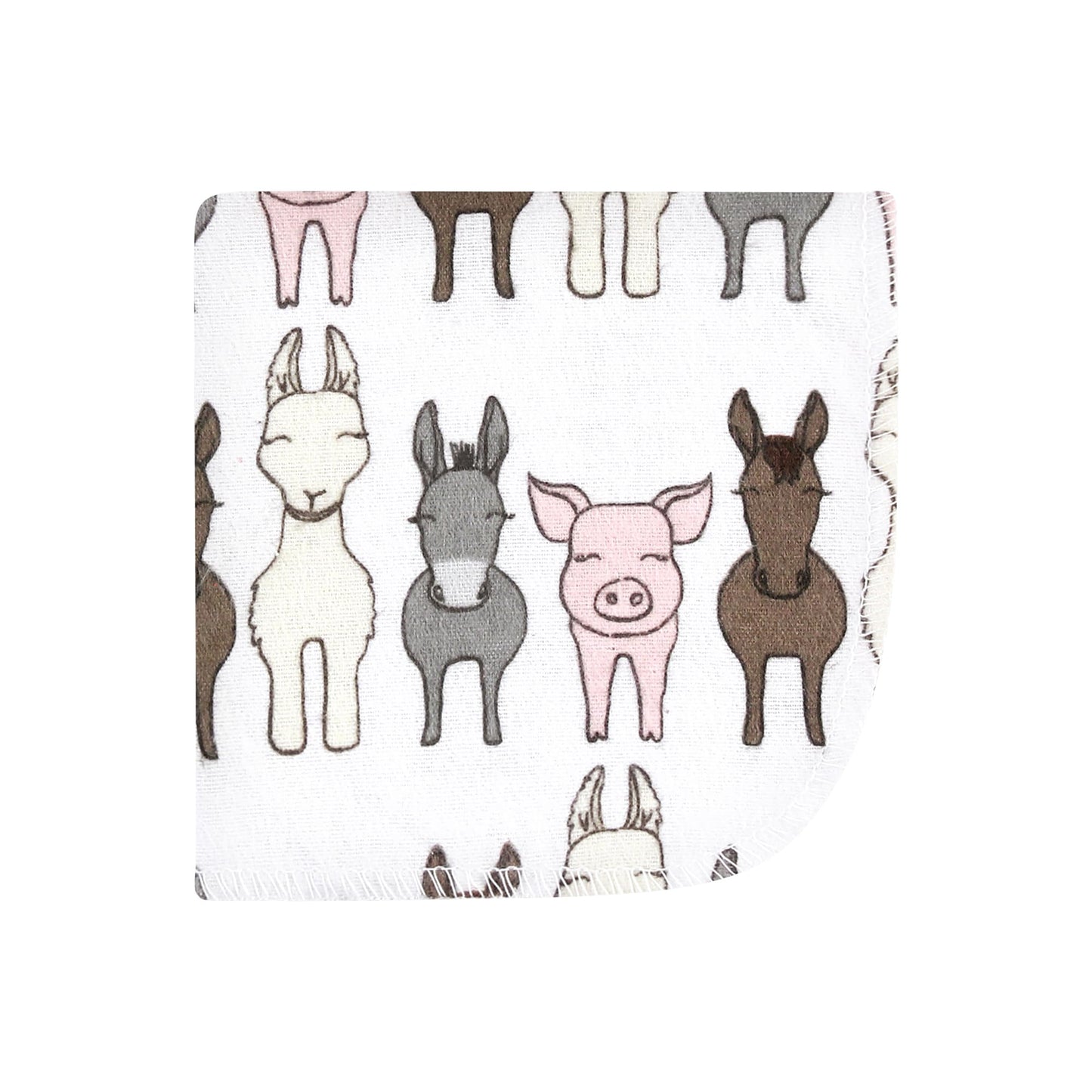 Hudson Baby Unisex Baby Flannel Washcloths, Farm Friends Pink 12Pk, One Size