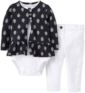 Carter'S Baby Girls' 3 Piece Print Cardigan Set (Baby) - White - 6 Months