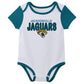 Outerstuff Nfl Newborn Baby And Infant Short Sleeve Bodysuit Variety 3-Pack - Jacksonville Jaguars, 12M