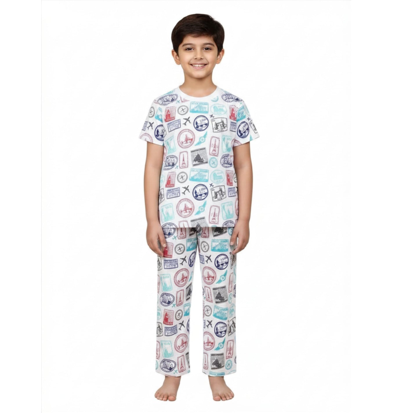 The Mom Store Baby/Kids Pajama Nightsuit Set | Comfortable Cotton Printed Sleepwear | Unisex Elegant TShirt and Pyjama Set | Br