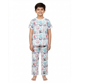 The Mom Store Baby/Kids Pajama Nightsuit Set | Comfortable Cotton Printed Sleepwear | Unisex Elegant TShirt and Pyjama Set | Br