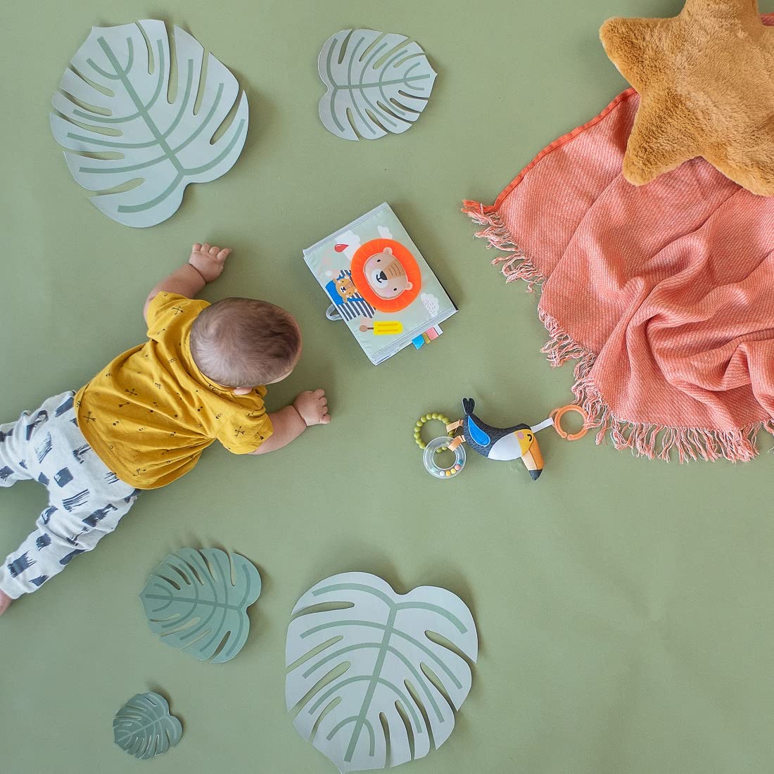 Taf Toys Savannah Infant Tummy-time Soft Crinkle Activity Book with Huge Baby Safe Mirror, 3D Activities, Textures and a Soft Ba