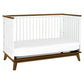 Babyletto Scoot 3-In-1 Convertible Crib With Toddler Bed Conversion Kit In White And Natural Walnut, Greenguard Gold Certified