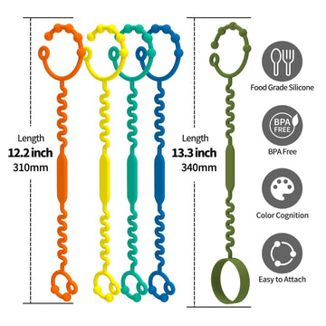 Silicone Toy Straps For Baby, Pacifier Holder Clip With Self-Adjusting Bayonet, Pure Silicone Material Without Bpa; Can Be Used