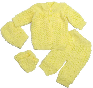 Abelito Baby'S Four Piece Crochet Outfit Set One Size Yellow