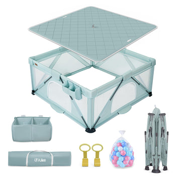 Foldable Baby Playpen, iTiLike Large Playard with Detachable Thicken Mat, Playpen for Babies and Toddlers with Storage Bag, Play