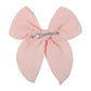 5.5 Inch Light Green Fable Hair Bow: Handmade Linen Cotton Hair Clip For Girls - 1 Pcs