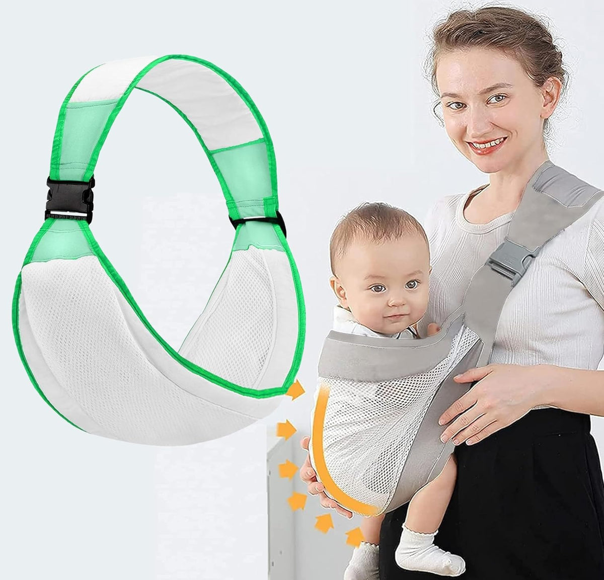 Mommers Baby Wrap Carrier,Hands Free Baby Carrier/Ergonomic 3D Mesh Baby Wraps Carrier, Adjustable Baby Sling, Lightweight Breat
